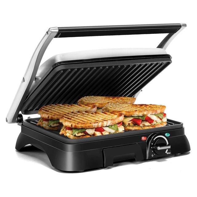 GnHoCh Panini Press Grill, 4 Slice Panini Maker with Temperature Control, 3IN1 Sandwich Maker