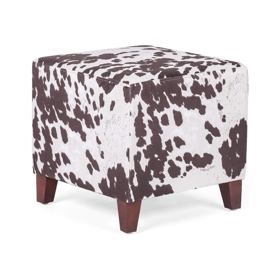 GnHoCh Simple British Style Cube Ottoman Footstool, 16x16x16, Brown (Cow Print)
