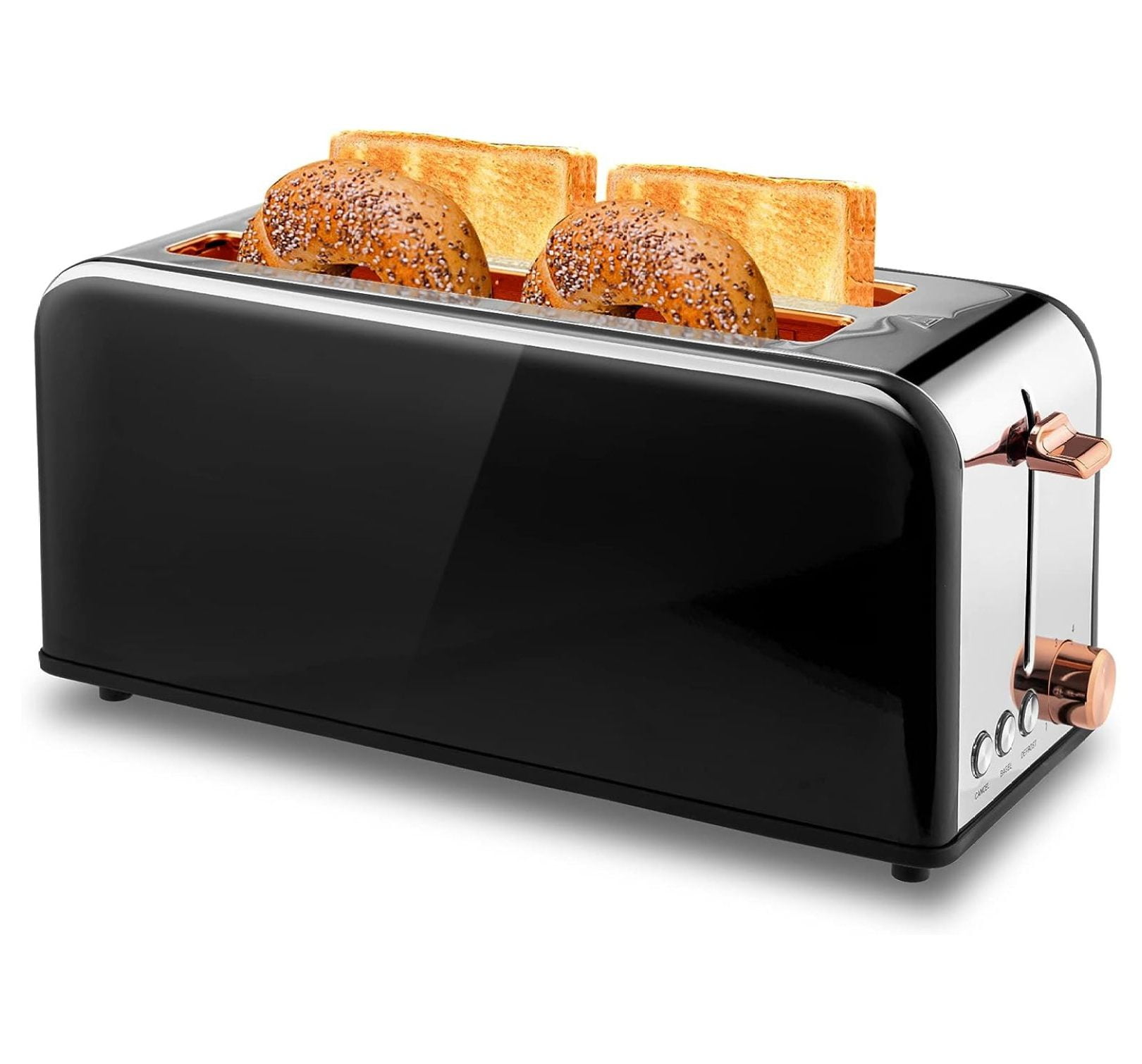 GnHoCh Toaster 4 Slice with Wide Slots, 2 Long Slot Toaster for Bagels Waffles and Toast, 6