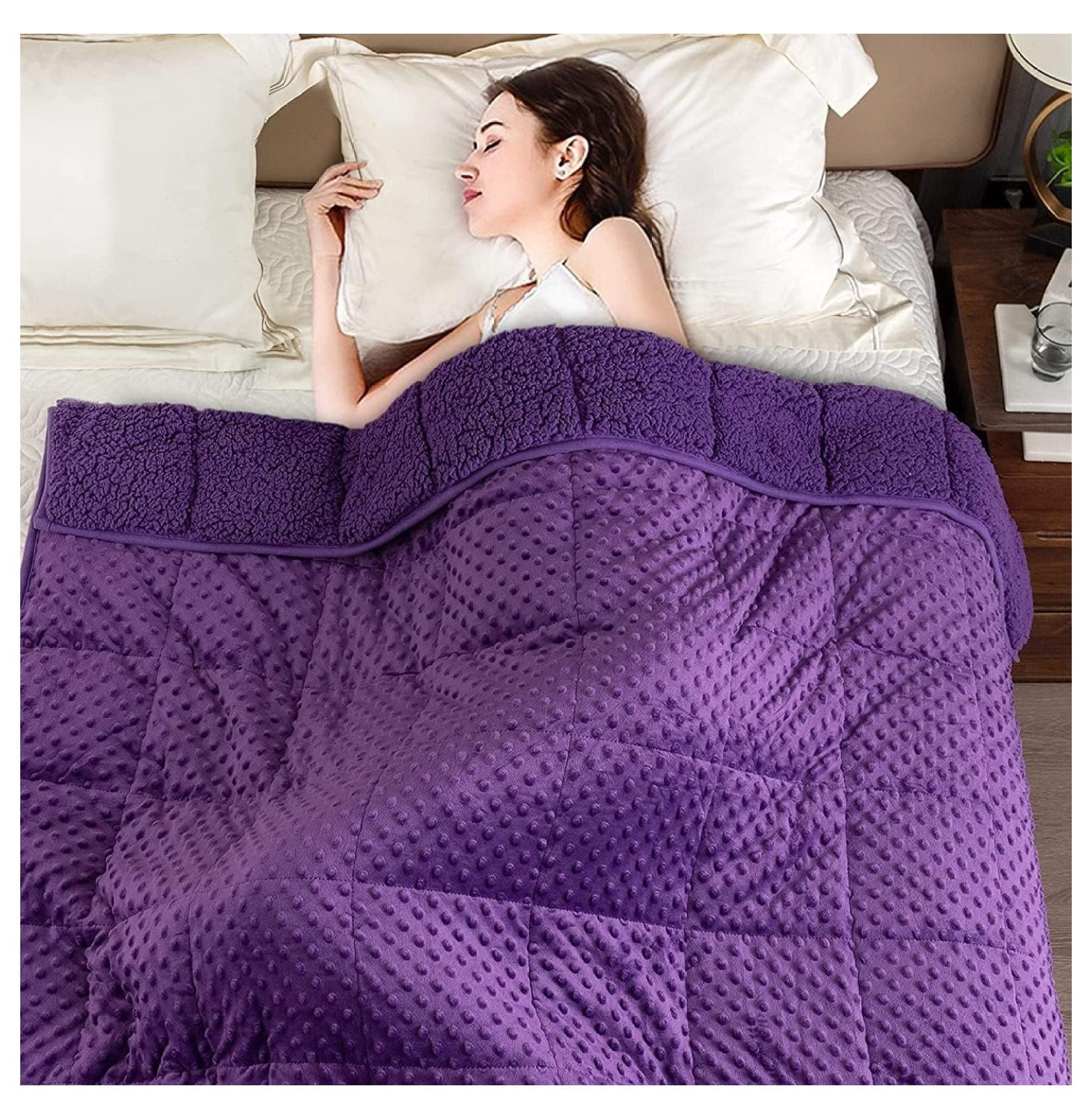 GnHoCh Weighted Blanket Size for Adults Purple Weighted Blanket 15 lbs with Dot Soft Fleece Heavy Blanket for Calming x72 Dark Purple Walmart