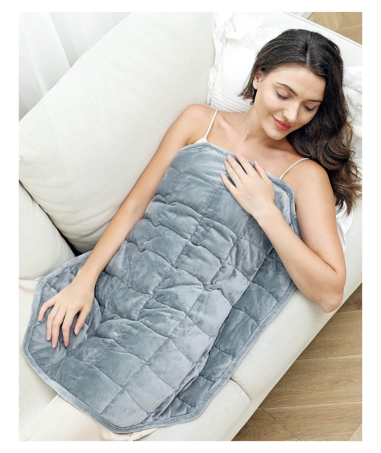 GnHoCh Weighted Lap Blanket 7lbs, Cozy Luxury Crystal Velvet Weighted