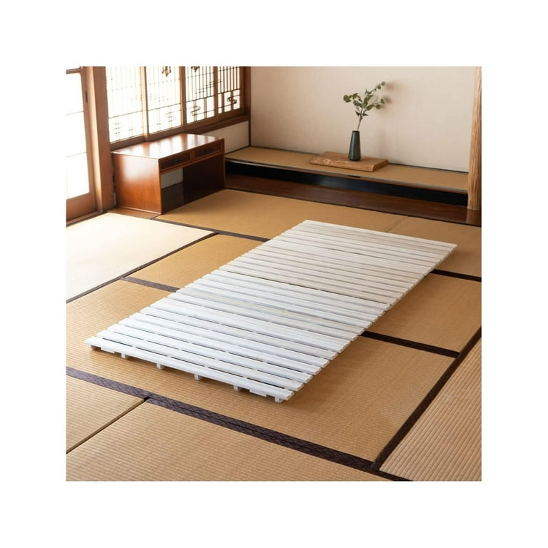 GnHoCh Wood Half-Fold-Type Slatted Bed for Japanese Floor Futon Mattress,  Franco-Tower, Unpainted Paulownia, Floor Sleep Bedding Guest Minimalist  Tatami Mat Natural 