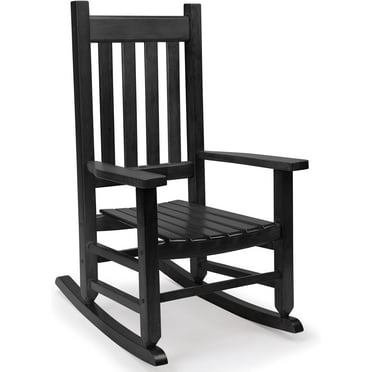 GnL Recsports Child's Wood Porch Rocker - Perfect for Indoor or Outdoor All Weather Porch Rocker for Garden,Lawn,Balcony,Backyard and Patio Porch Rocker Use - Suitable for 6-10 Years Old(Blcak)