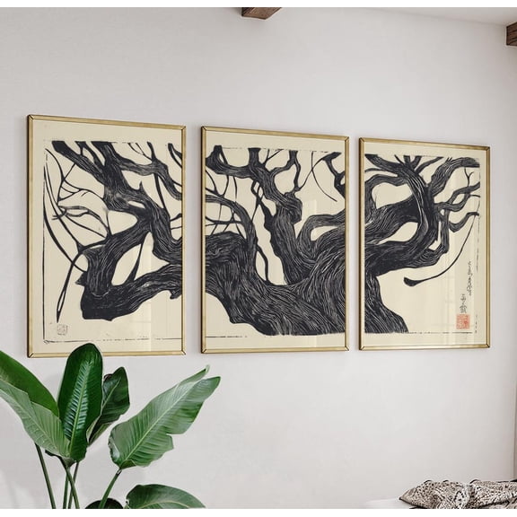 Gnarled Tree Japanese Woodcut Style Wall Art Version 6, Poster Only