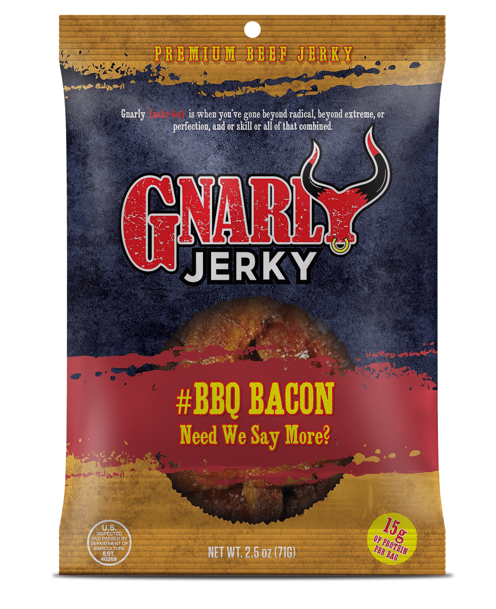 Gnarly Bacon Jerky, BBQ, 2 oz