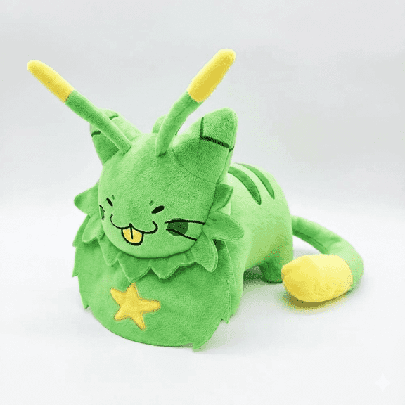 Gnarpy Green Alien Cat Plush Toy, Soft Short Plush Stuffed Animal, 7.9 in Tall