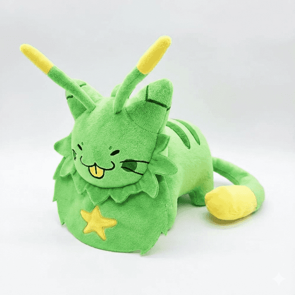 Gnarpy Green Alien Cat Plush Toy, Soft Short Plush Stuffed Animal, 7.9 in Tall