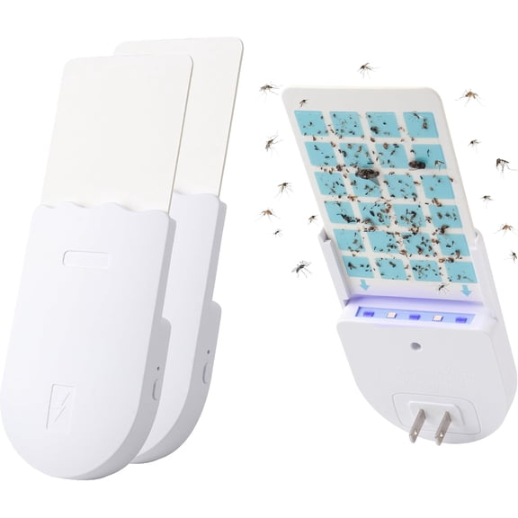 Gnat Traps for House Indoors, Plug-in Fly Insect Trap, Catcher & Killer for Mosquitos, Gnats, Fruit Flies - Non-Zapper Traps for Inside Your Home - Catch Insects Indoors with Bug Light-2 Pack