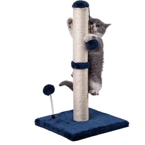 Gneral Cat Scratching Post Premium Basics Kitten Scratcher Sisal Scratch Posts with Hanging Ball 22 in for Kittens or Smaller Cats, Navy