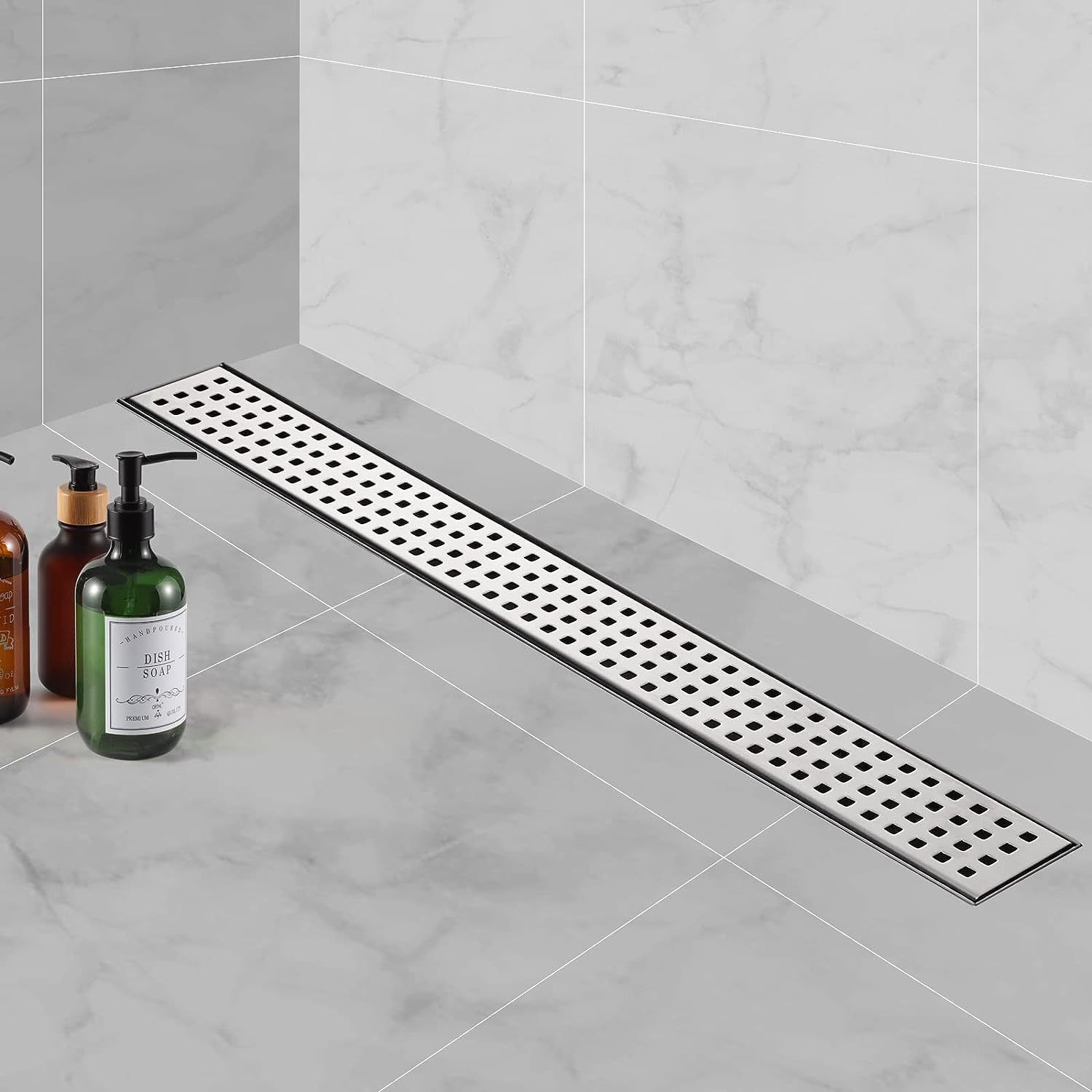 Gnl 24inch Rectangular Shower Drain with Brickwork Pattern Grate