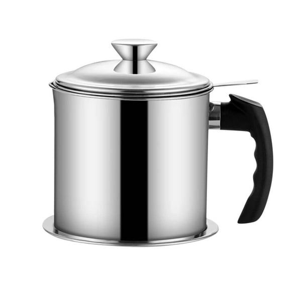 Gnmfd 1.8L Stainless Steel Oil Filter Pot Large Capacity Kitchen Oil Storage Jug with Strainer Multi-Purpose Oil Separator Recycle Container for Frying Cooking Household Use