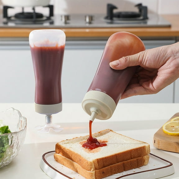 Gnmfd 11oz Squeeze Condiment Bottle with Flip Top, Food Grade Plastic Oil Sauce Ketchup Mustard Dispenser for Kitchen BBQ Party Restaurant Table Use