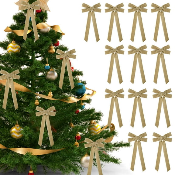 Gnmfd 12pcs Velvet Christmas Bows for Gift Wrap, Holiday Tree Ornaments, Wreath Embellishments, Party Favors, Table Decorations, Home Seasonal Decor for Christmas, Wedding
