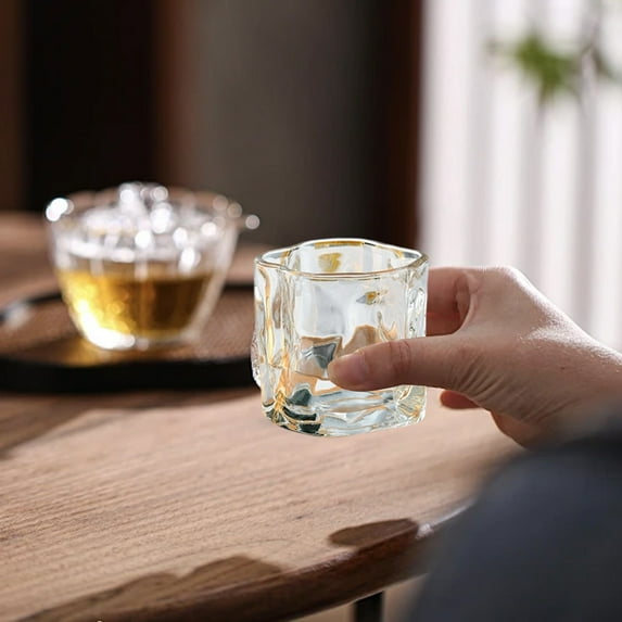 Gnmfd 170ml Twisted Glass Whiskey Glass Colorful Beer Glass Thickened Drinkware, Stylish Grip for Water Whiskey Beer Cocktail Serving, Home Bar Tabletop Use for Parties Entertaining Gifts