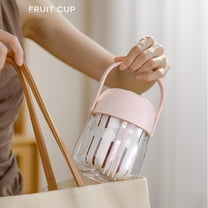 Gnmfd 2-in-1 Salad Cup with Ice Tray Double Layer Drainage Fruit Container, Leak Proof Portion Control Tumbler for Office Picnic Outdoor Meal Prep Use