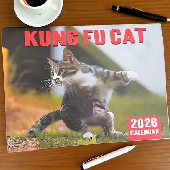 Gnmfd 2026 Kung Wall Calendar, Funny Martial Arts Cats Monthly Planner, Humorous Daily Organizer for Office, Kitchen, Home, Animal Lovers, Martial Arts Fans, Gift Idea