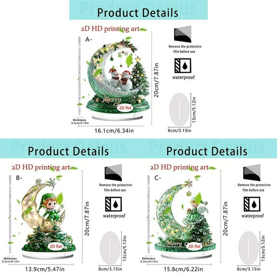 Gnmfd 2D Acrylic Moonlit Figurine Desktop Decoration Whimsical Resting Figure Under Moonlight, Magical Seasonal Decor for Christmas Halloween Winter Celebration Desk Shelf Bedroom Gift Home Accents