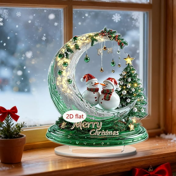 Gnmfd 2D Acrylic Moonlit Figurine Desktop Decoration Whimsical Resting Figure Under Moonlight, Magical Seasonal Decor for Christmas Halloween Winter Celebration Desk Shelf Bedroom Gift Home Accents