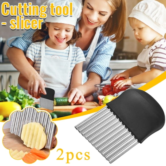 Gnmfd 2pc Multifunctional Wavy Potato Slicing Knife, Foldable French Fries Cutter, Curly Fries Maker for Vegetables, Carrots, Sweet Potatoes, Kitchen Prep, Cooking, Baking, Food Decoration Tool