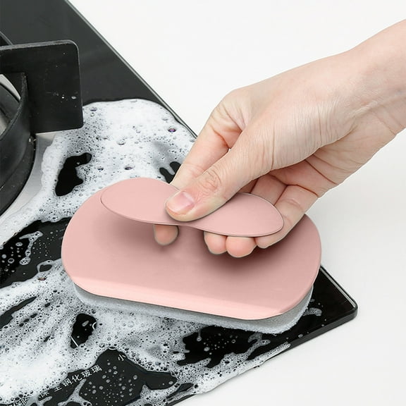 Gnmfd 3 in 1 Cleaning Brush Glass Wiper Kitchen Bathroom Scrubber with Detergent Sponge Compartment, Multi-Purpose Household Cleaning Tool for Mirror Stove Sink and Shower Glass