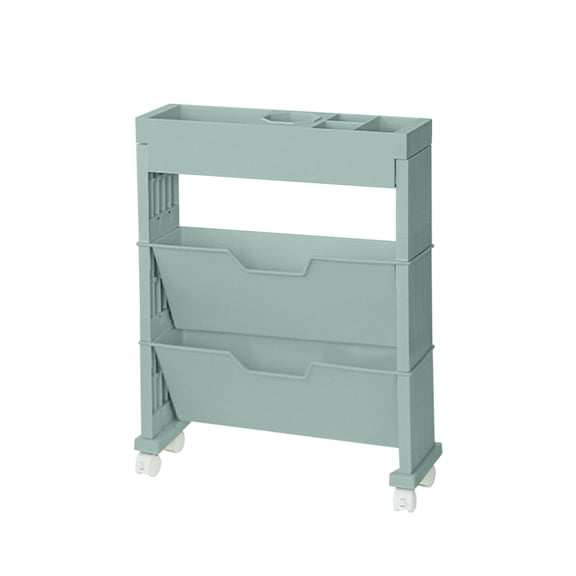 Gnmfd 3-Layer Rolling Utility Cart Mobile Bookshelf with Lockable Casters, Multifunctional Storage Organizer for Office Classroom Kitchen Living Room, Space Saving Book Display and Storage Tower
