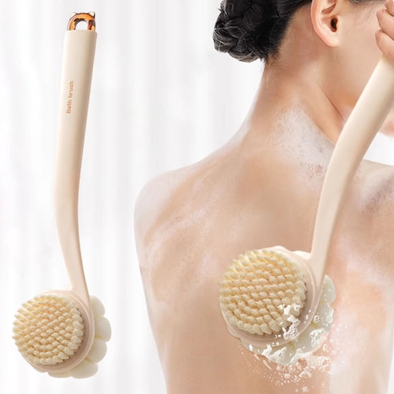 Gnmfd 3-in-1 Long-Handle Soft Bristle Bath Brush for Back Feet Body, Gentle Exfoliation, Multi-Functional Shower Tool, Easy Reach for Hard-to-Clean Areas, Spa-Like Experience