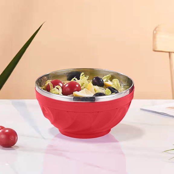 Gnmfd 304 Stainless Steel Double Layer Insulated Bowl Soup Rice Food Container for Home Kitchen Office Meals Hot Cold Food Storage Colorful Tableware