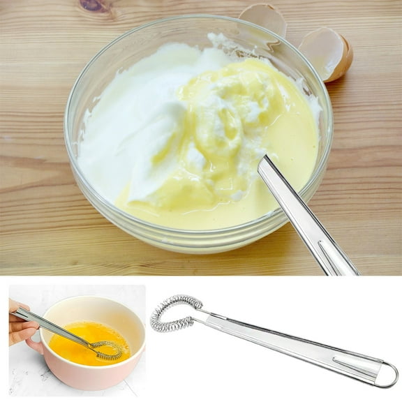 Gnmfd 304 Stainless Steel Spring Whisk Egg Beater Hand Mixer For Baking Cream Flour Batter, Manual Wire Whisk For Kitchen Cooking Mixing Blending, Dishwasher Safe Compact Ergonomic Design