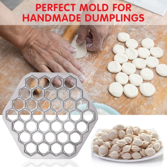 Gnmfd 37-Hole Aluminum Alloy Dumpling Maker Tray, Russian Ravioli Lazy Pelmeni Tool for Home Cooking, Easy Clean Dumpling Press for Meat Vegetable Filling, Family Meals Snack Prep