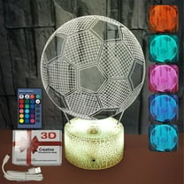 Gnmfd 3D Football Night Light with Remote Control, 16 Color LED Soccer Table Lamp for Bedroom Desk, Birthday Christmas Valentine's Gifts for Sports Fans Acrylic Optical Illusion