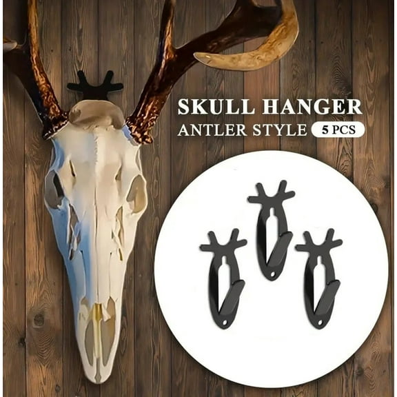 Gnmfd 3Pcs Christmas European Mount Skull Wall Hanger Hook, Deer Horn Wall-Mounted Clothes Hanger, Heavy Load Support for Displaying Antlers, Easy Installation for Home Décor