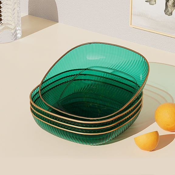 Gnmfd 4-Pack Transparent PET Square Plates Household Snack Fruit Vegetable Plates, Lightweight Stackable Food Serving Plates for Kitchen, Dining Table, Parties, Buffet, Home, Versatile Tableware Set