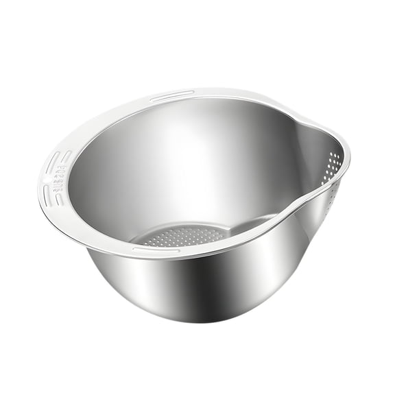 Gnmfd 4-in-1 Rice Washer Strainer Bowl with Side Drainers Stainless Steel Colander for Quinoa, Beans, Vegetables, Pasta, Home Kitchen, Efficient Washing, Draining, Multi-Purpose Food Prep Tool