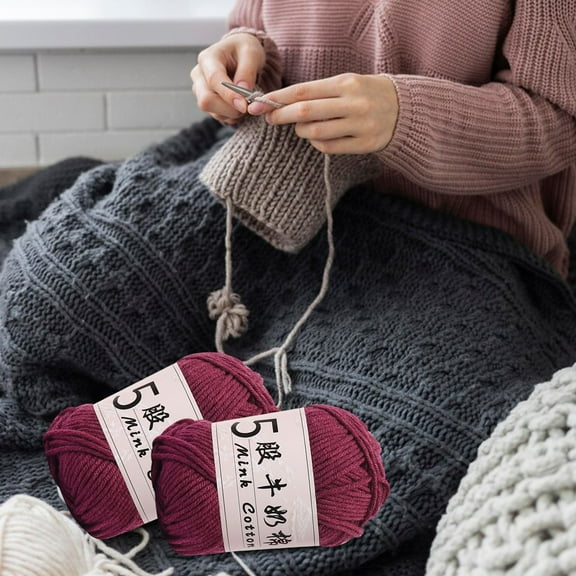 Gnmfd 5-Strand Milk Cotton Crochet Yarn 50g Hand-Woven DIY Doll Wool Ball for Knitting Sweaters Hats Scarves Home Crafts for Beginners Experienced Weavers Holiday Blanket Storage Blanket Chest