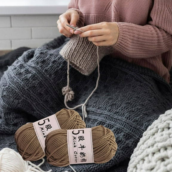 Gnmfd 5-Strand Milk Cotton Crochet Yarn 50g Hand-Woven DIY Doll Wool Ball for Knitting Sweaters Hats Scarves Home Crafts for Beginners Experienced Weavers Holiday Blanket Storage Blanket Chest