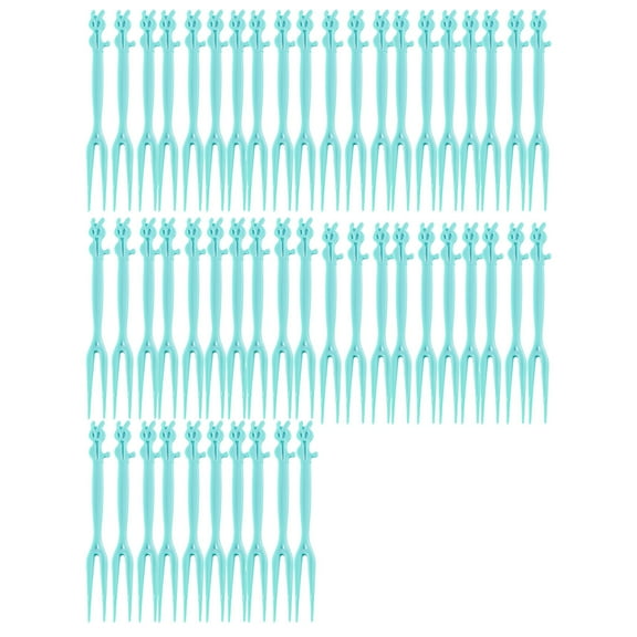 Gnmfd 50pcs Disposable Plastic Fruit Fork Two Tooth Cocktail Dessert Cake Fork Party Tableware Buffet Appetizer Holiday Event