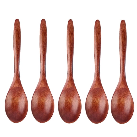 Gnmfd 5pcs Wooden Tea Spoons Set, Compact Multi-Functional Coffee Spice Seasoning Spoons for Kitchen Household Restaurants, Durable Small Wooden Utensils for Daily Use