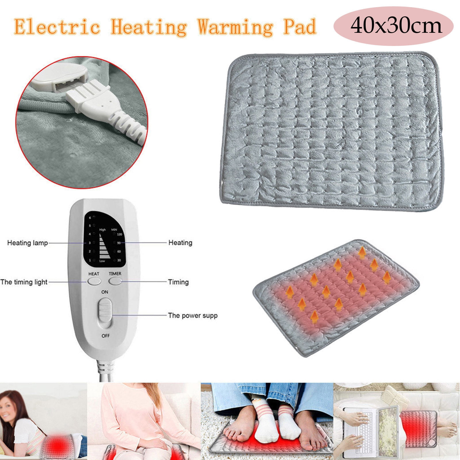 Gnmfd 6-Heat Warming Pad 12"x16" Body Pain Relief Mat Adjustable Timer Neck Back Calf Lower Back Spa Heat Therapy Heating Blanket Heated Throw Blanket Blanket Ladder Blanket Basket