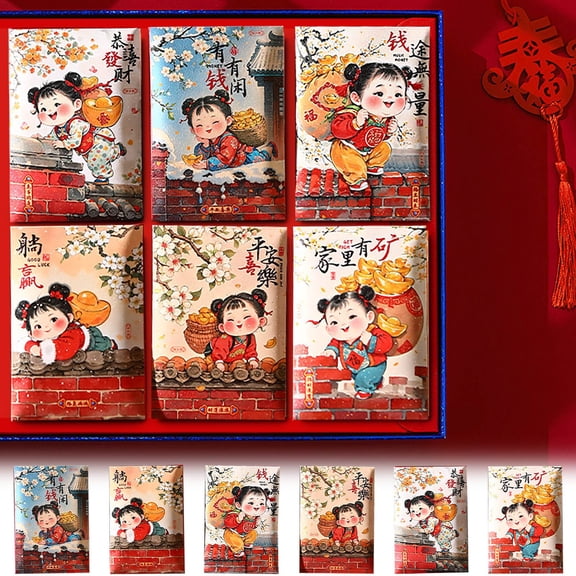 Gnmfd 6pcs Spring Festival Red Envelope Cute Wealth Snake Year Party Favors for Holiday Decorations, Lunar New Year Envelopes for Seasonal Gift Giving, Festive Red Packets