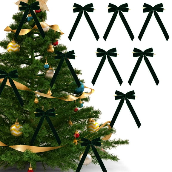Gnmfd 6pcs Velvet Christmas Bows for Gift Wrapping, Holiday Tree Ornaments, Wreath Accents, Party Favors, Table Centerpiece, Home Festive Decor for Christmas, Wedding