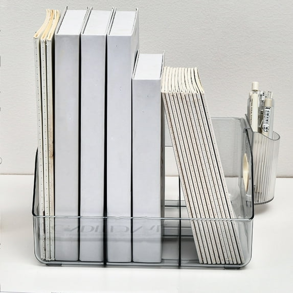 Gnmfd Acrylic Book Stand File Rack, Transparent Desktop Organizer for Books, Files, Documents, Teacher Desk Storage, Space-Saving Design for Dorm, Office, and Home Use, Easy to Clean
