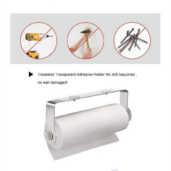 Gnmfd Adhesive Under Cabinet Paper Towel Holder, Stainless Steel Kitchen Bathroom Wall Mounted Storage for Roll Towels, No Drill Organizer for Countertop Cabinet Pantry Organization