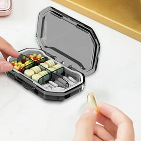 Gnmfd Airtight Pills Organizer Box Travel Supplement Dispenser, Compact Daily Pill Storage with Waterproof Lid and Divider for Purse Backpack Camping Home Organization