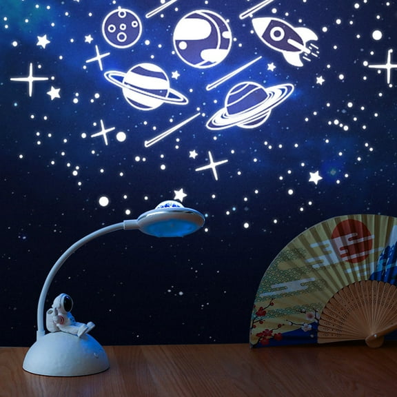 Gnmfd Astronaut Desk Lamp USB Charging Night Light Starry Mobile Phone Projection Eye-Caring Study Table Lamp Flexible 360° Neck Organizer For Home Office Dorm Room Bedside Table Lights