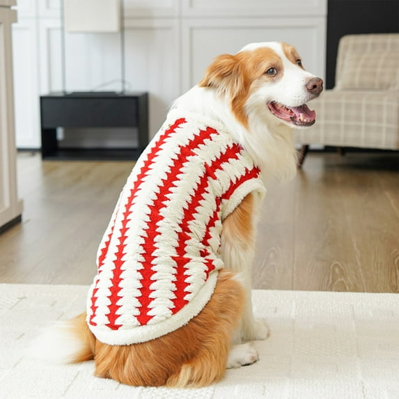 Gnmfd Autumn Winter Dog Clothes for Large Dogs, Fleece-Lined Pet Sweaters for Cold Weather, Cozy Outdoor Indoor Apparel for Golden Retrievers and Large Dog Breeds Holiday Decor