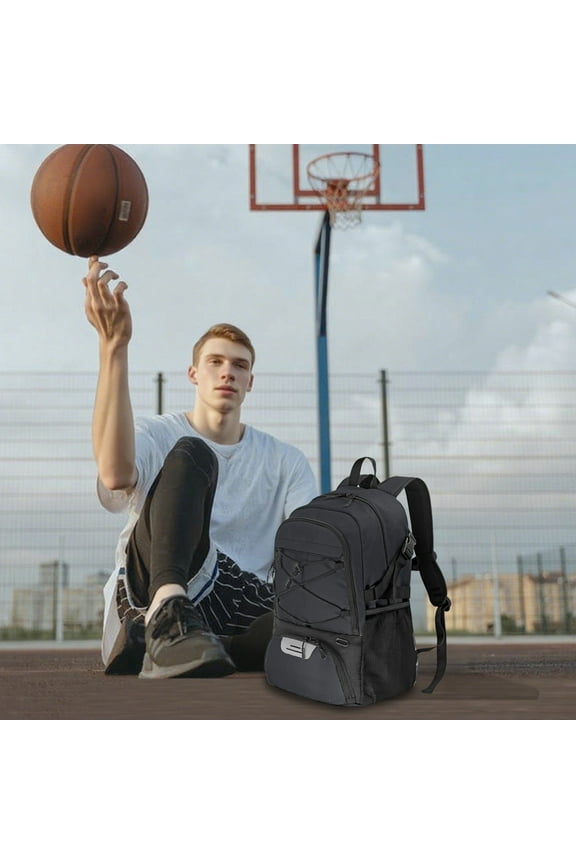 Basketball Backpack Multi-Compartment Travel Laptop Sports Bag with Air Cushion Shoulder Straps for School Office Gym Travel Shoe Compartment Storage Organizer Under Bed Storage