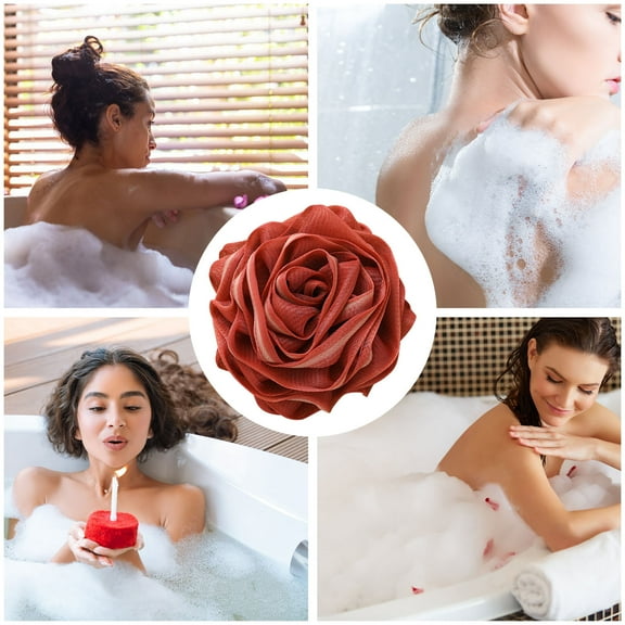 Gnmfd Bath Flower-Soft Sponge Non-Scattering Gentle Exfoliating Shower Bath Puff for Daily Cleansing Relaxing Spa Bathroom Decor Quick-Drying Hanging Loop Bath Accessory Blanket Storage