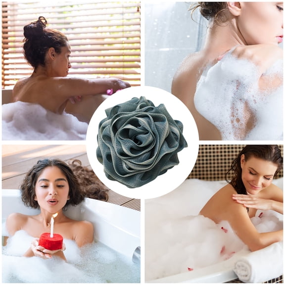 Gnmfd Bath Flower-Soft Sponge Non-Scattering Gentle Exfoliating Shower Bath Puff for Daily Cleansing Relaxing Spa Bathroom Decor Quick-Drying Hanging Loop Bath Accessory Blanket Storage