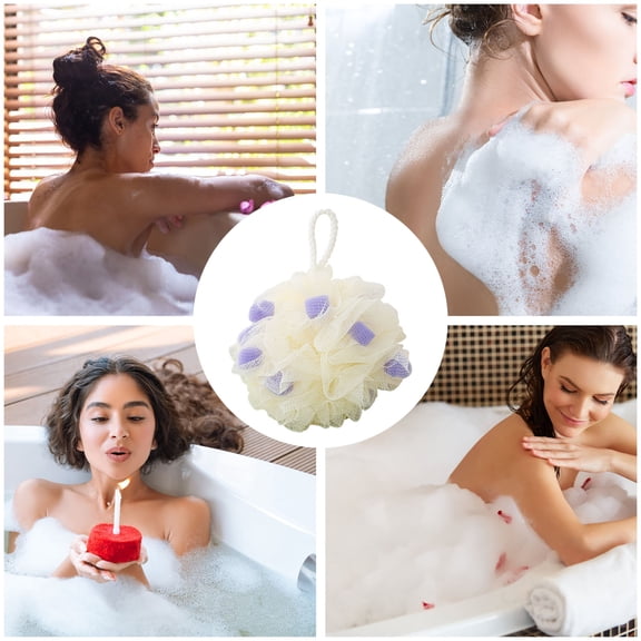 Gnmfd Bath Flower-Soft Sponge Non-Scattering Gentle Exfoliating Shower Bath Puff for Daily Cleansing Relaxing Spa Bathroom Decor Quick-Drying Hanging Loop Bath Accessory Blanket Storage