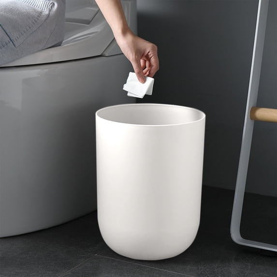 Gnmfd Bathroom Trash Can Large Capacity Round Plastic Bin, Slim Space-Saving Design for Living Room, Bedroom, Office, Modern Minimalist Home Storage, Durable, Easy Cleaning and Stylish Home Organizer